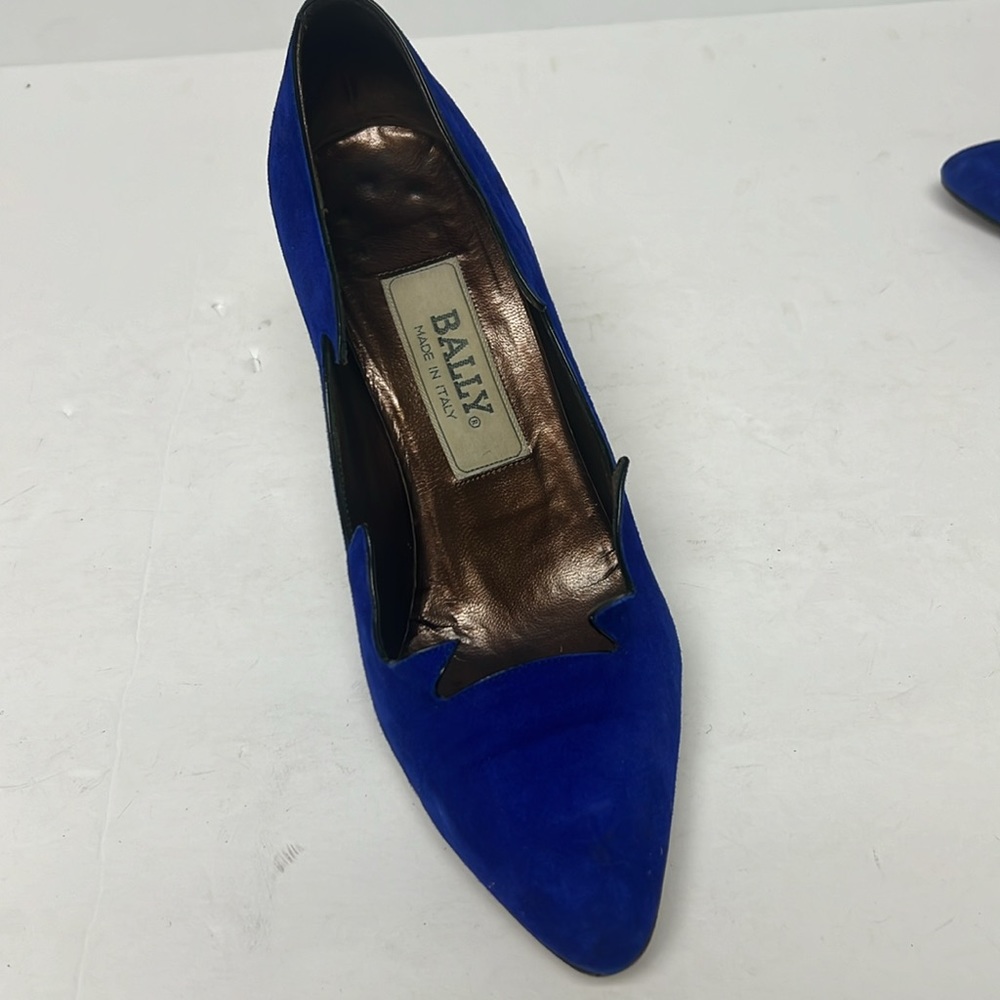 Vintage Bally Blue Suede Flame Pointed Toe High Heel Rare Pump Sz 6.5 - Picture 6 of 13
